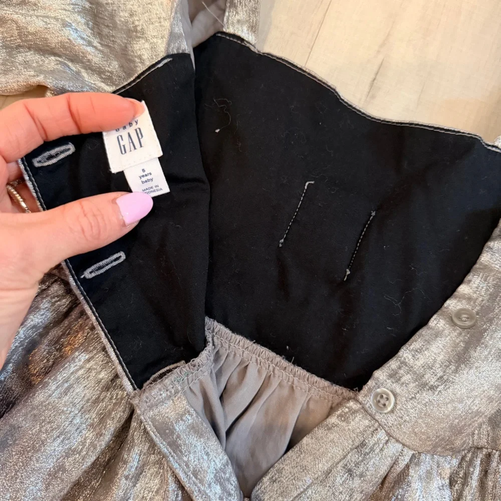 GAP Silver Metallic Bow Girls'‎ Party Dress